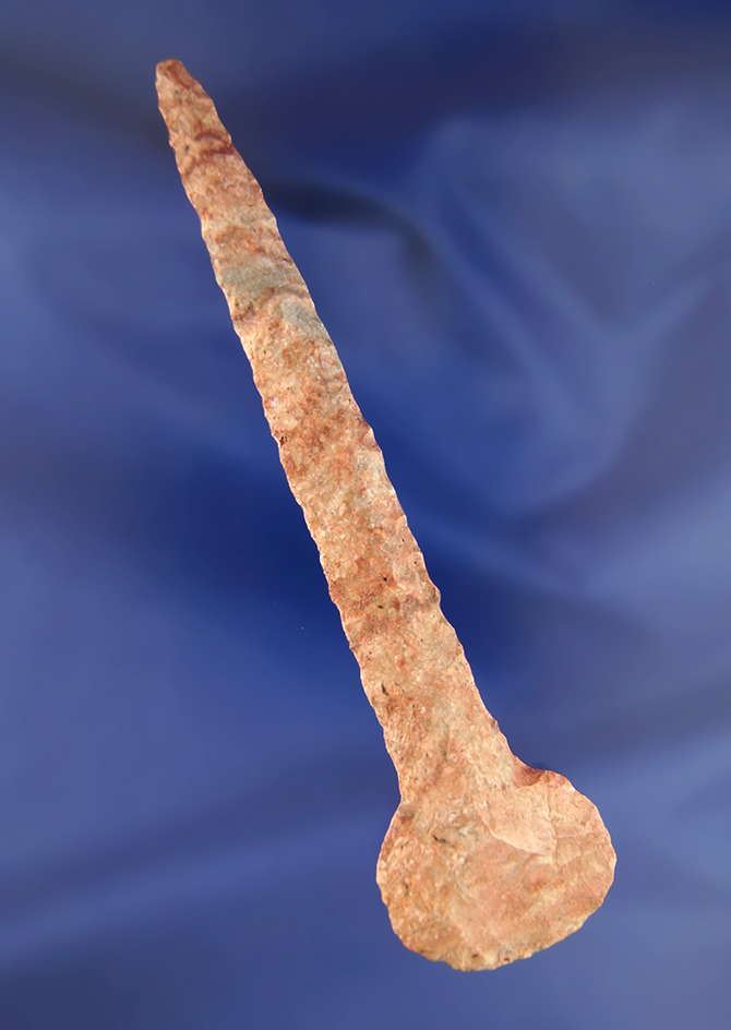 4 5/8" Red and Gray Beautiful Material Round Base Drill found in Eastern Missouri.