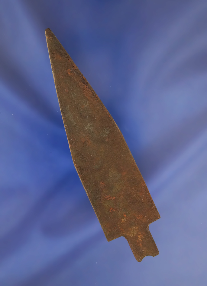 4 3/16" stemmed metal spear made by natives from salvaged iron.