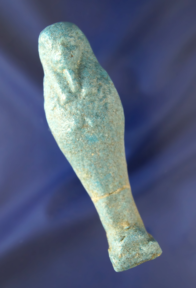 4 5/8" Ushabti funerary figurine found in Egypt from the 24th dynasty, circa 300 BC.