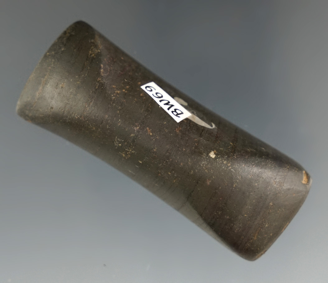 Uniquely styled 2 1/2" Drilled Bar Weight made from Banded Slate. Ex. William Waigle. .