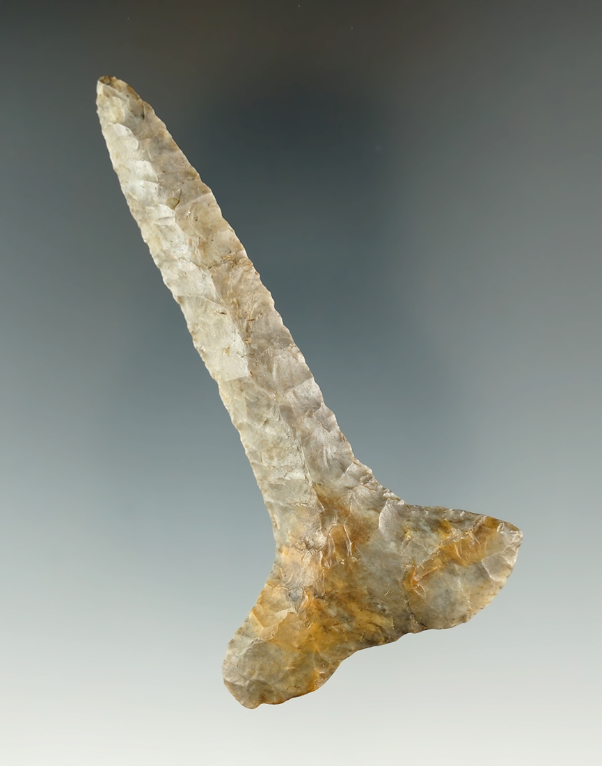 3 3/8" Coshocton gray classic Thebes Drill. Found in Fairfield Co., Ohio.