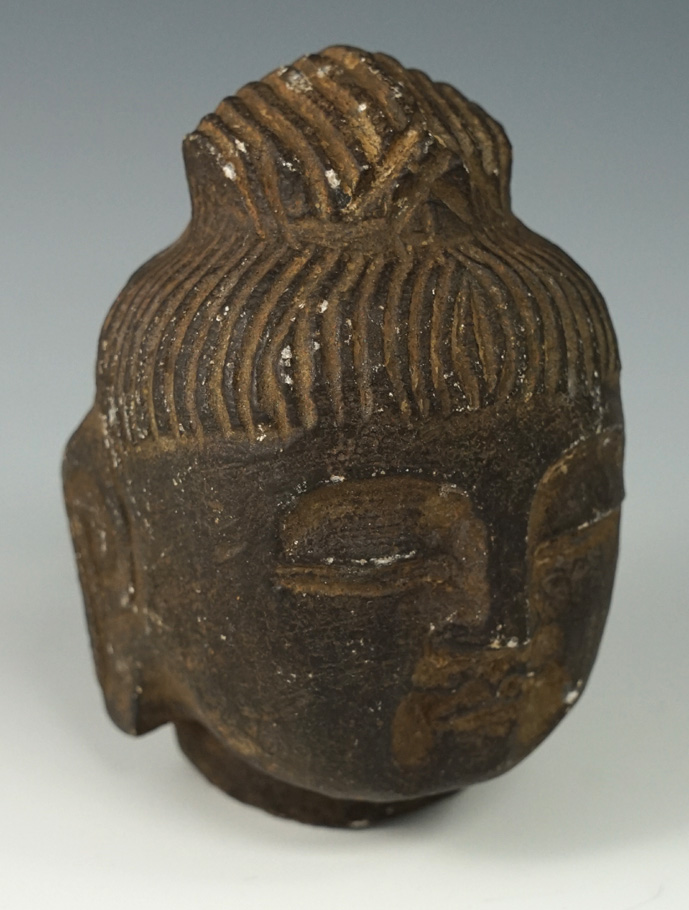 4" Tall carved Stone Head from Thailand.