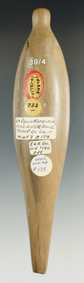 Exceptional! 6 1/2" California Charmstone found in Tulare Co., California. Ex. Byron Knoblock.