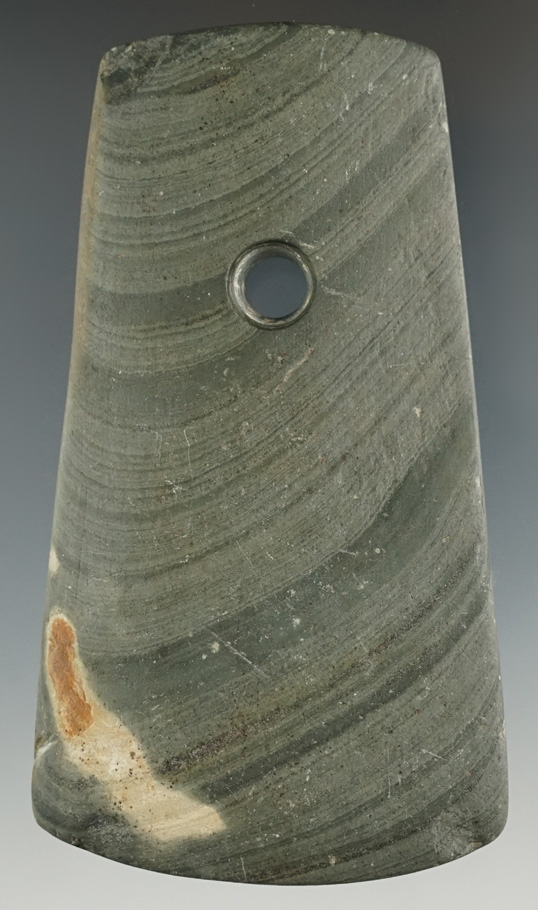 4" Trapezoidal Pendantfound in Jasper Co., Indiana. Ex. Steve Ford, David Root (#2837s).