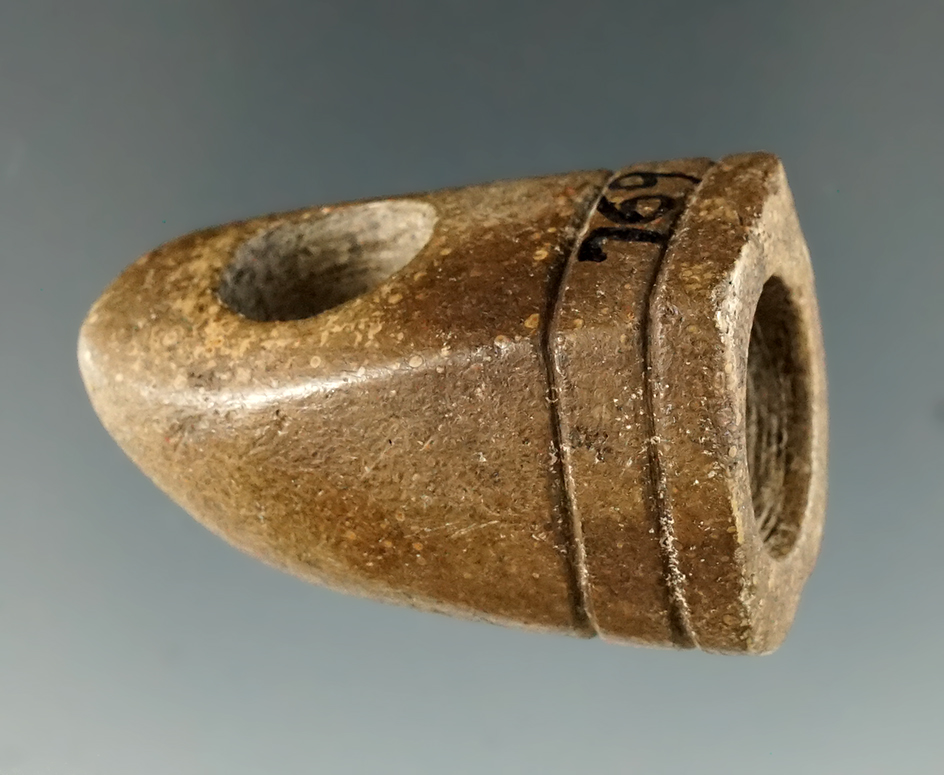 1 9/16" Nicely styled Hardstone Fort Ancient Base Pipe found that the Feurt site, Scioto Co., OH