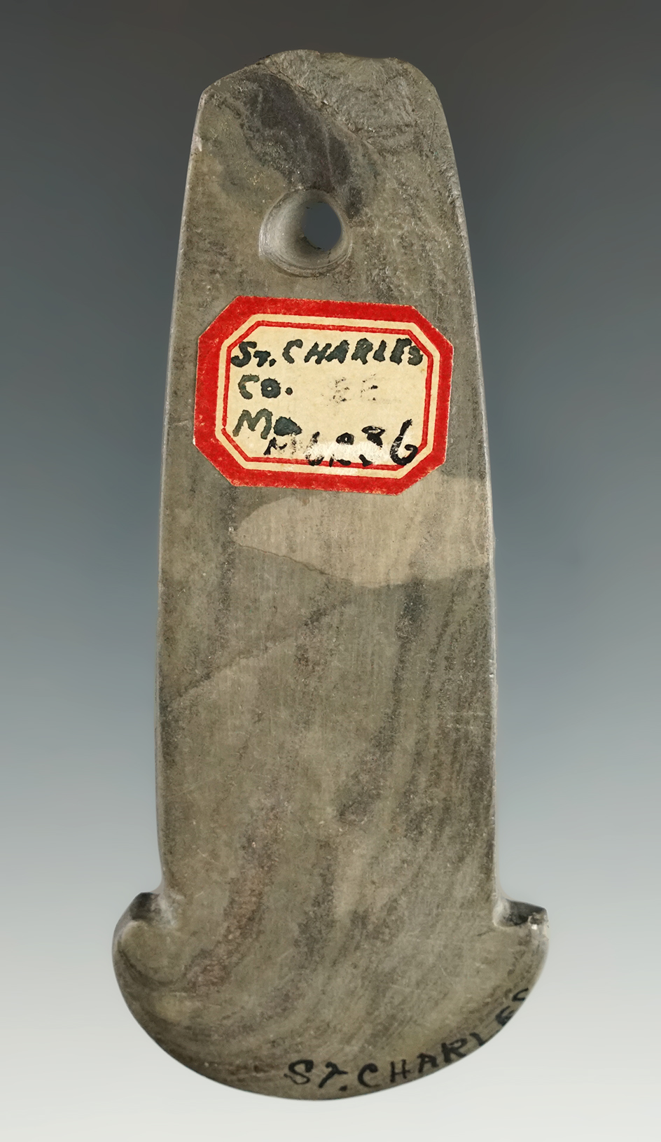 3 7/8" Banded Slate Anchor Pendant found in St. Charles Co., Missouri.