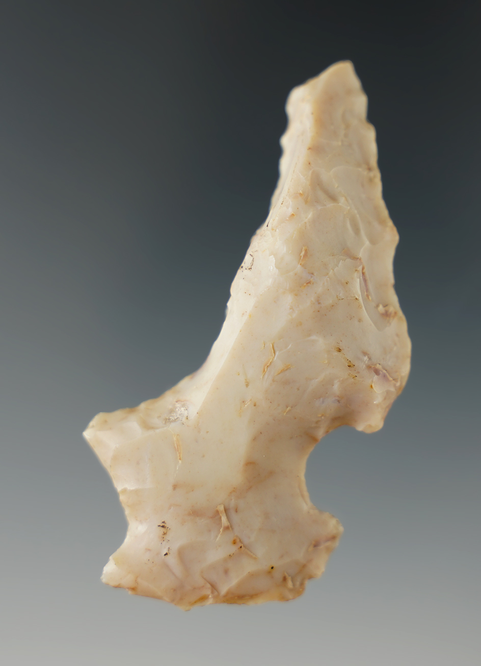 2 5/8" Flint Ridge Flint hafted shaft scraper found in Licking Co., Ohio.