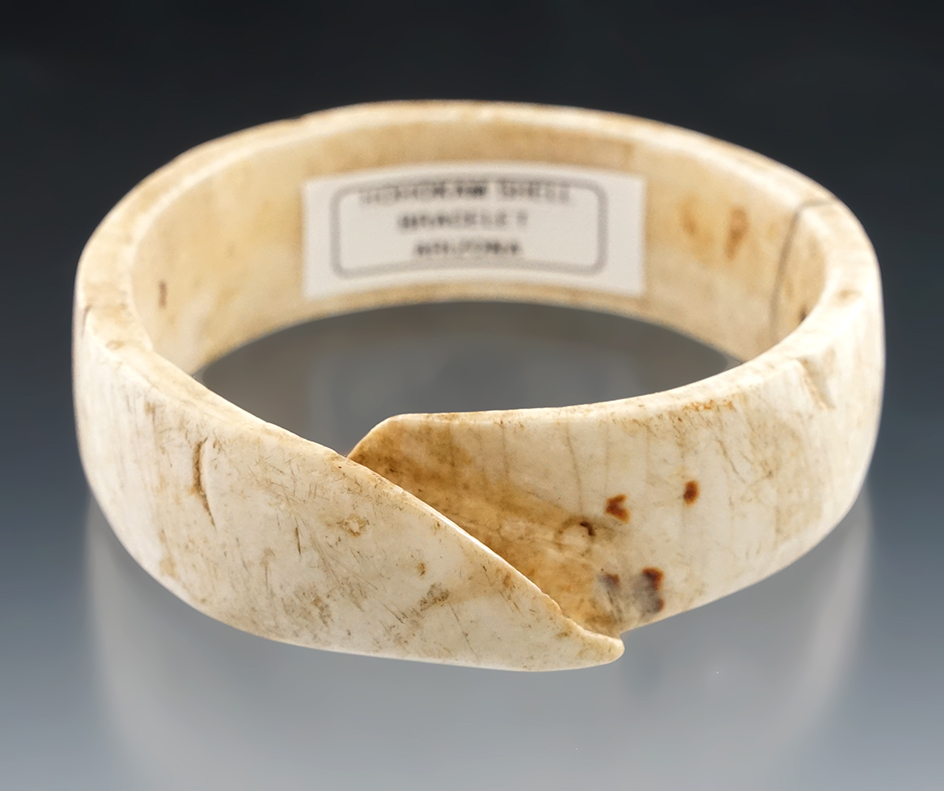 2 13/16" Diameter Hohokam Shell Bracelet found in Arizona.
