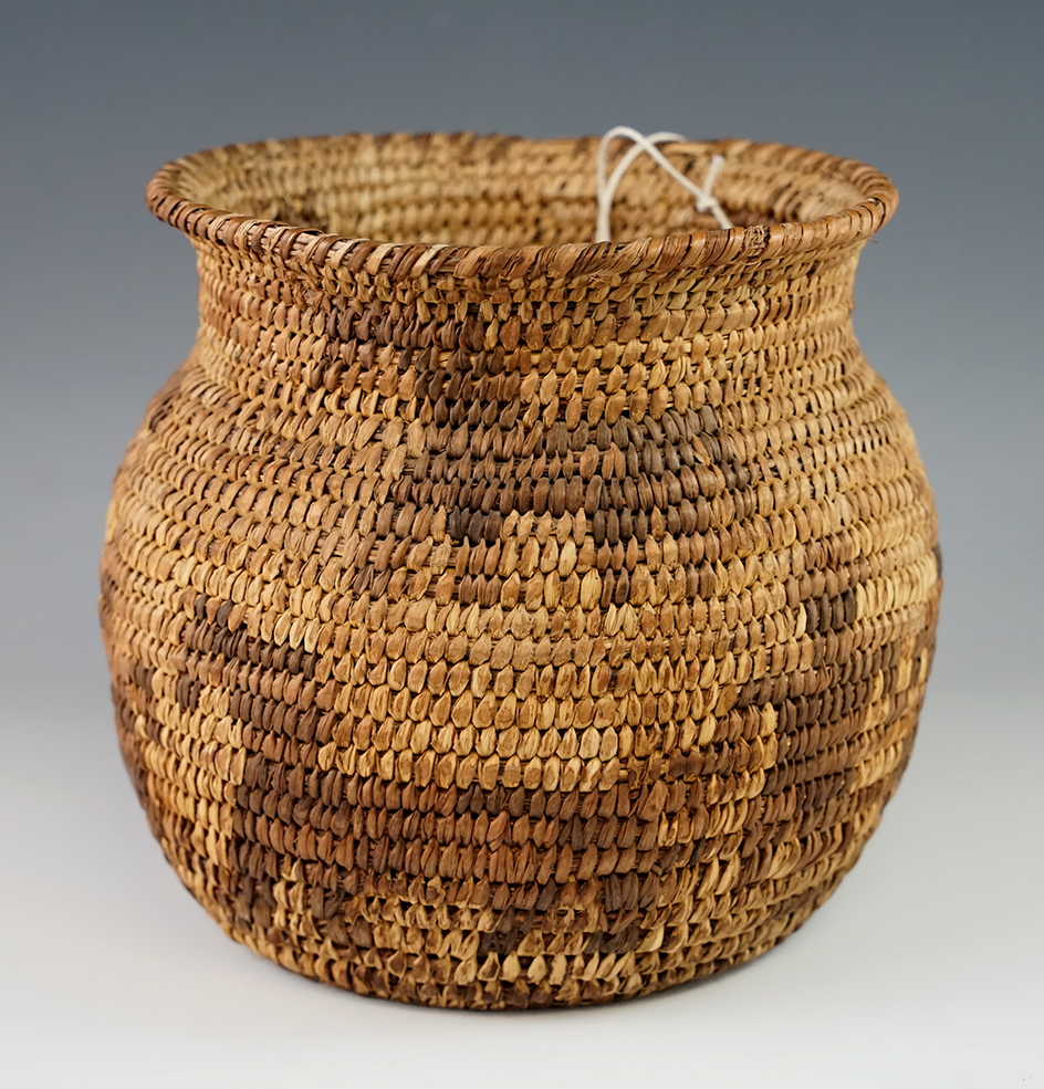 5 1/2" Tall x 5 1/2" wide Appache Basket Olla with 6 horses, 4 human figures.  Intact.