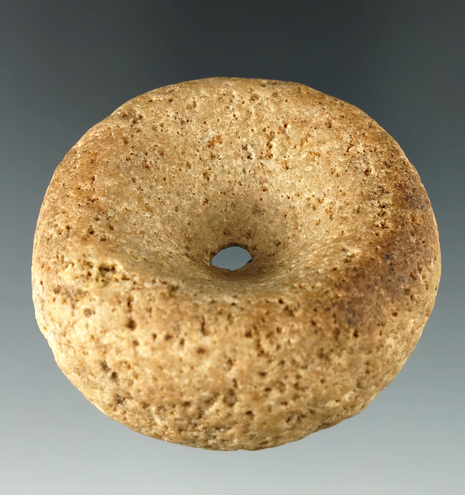 2 1/8" Drilled Quartz Discoidal that is well patinated.