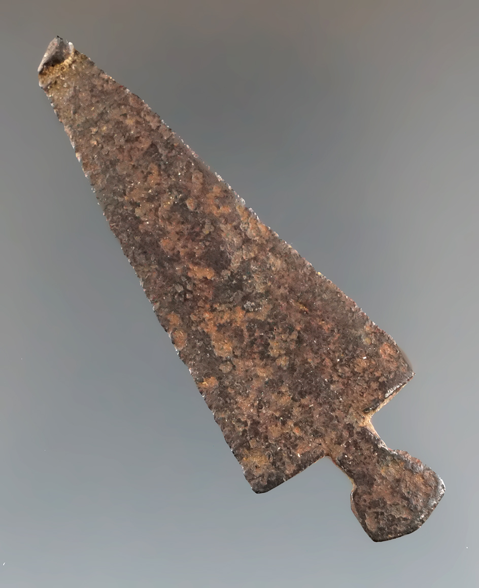 2 5/16" Metal historic arrowhead recovered by Frank Kolbara in 1958 in Kansas