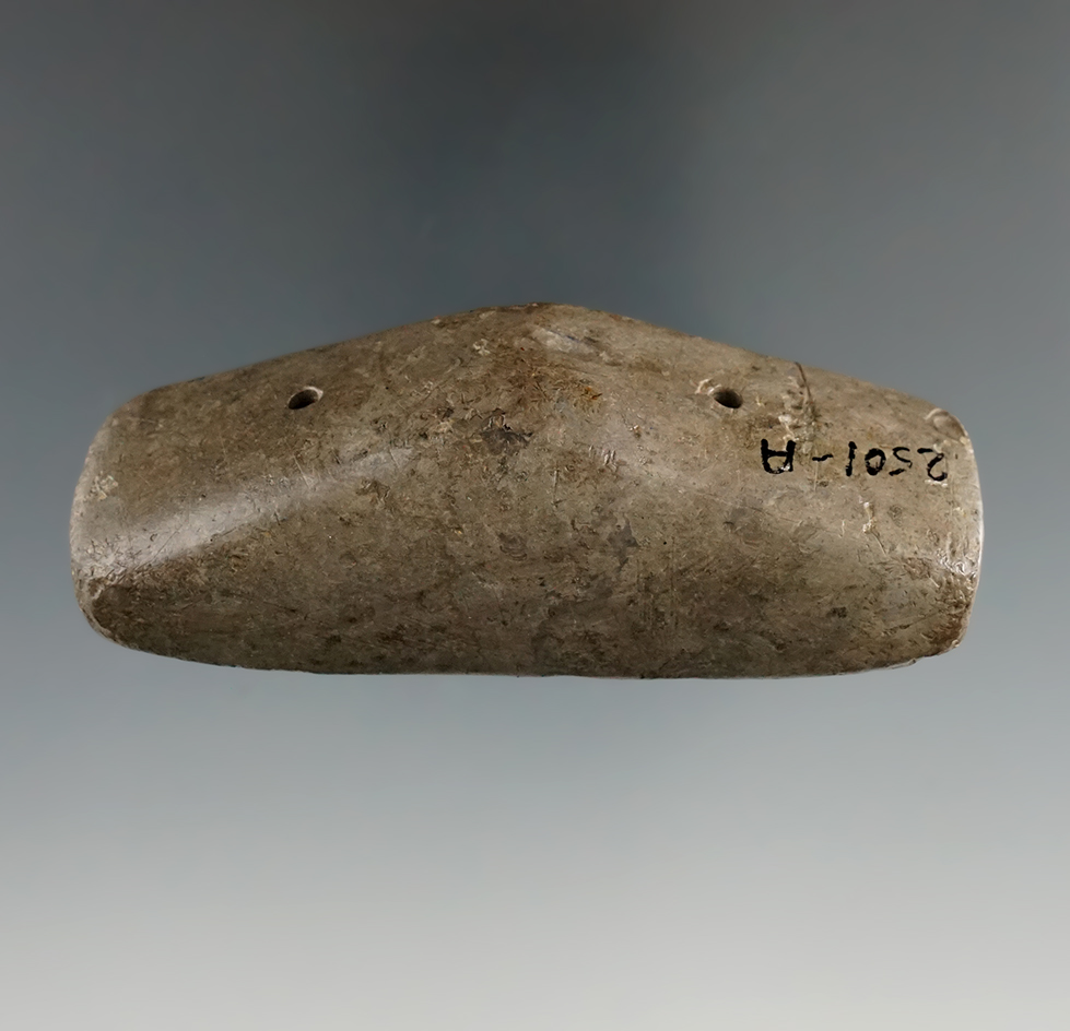 Sale highlight! 3 1/8" Highly patinated Pipestone Boatstone bar. Clermont Co., Ohio. COA.