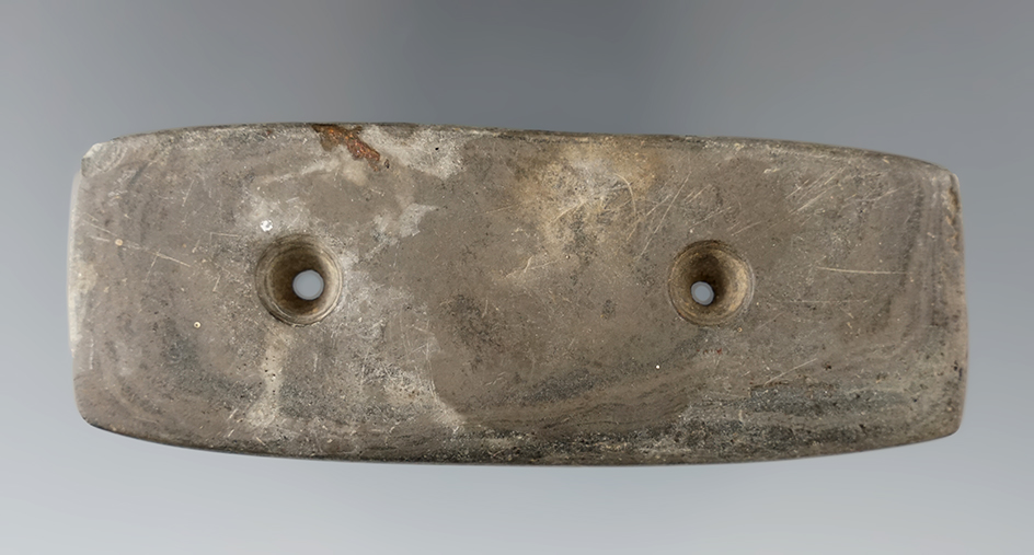 3 3/4" Bar Gorget made from banded Slate found in Michigan.