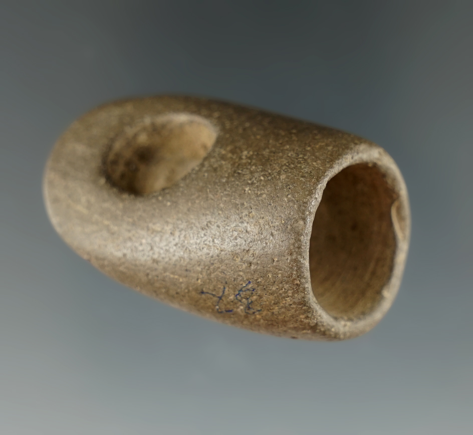 1 5/8" Stone Pipe found at the Gallipolis Fairy Site in 1961, Mason Co., West Virginia.