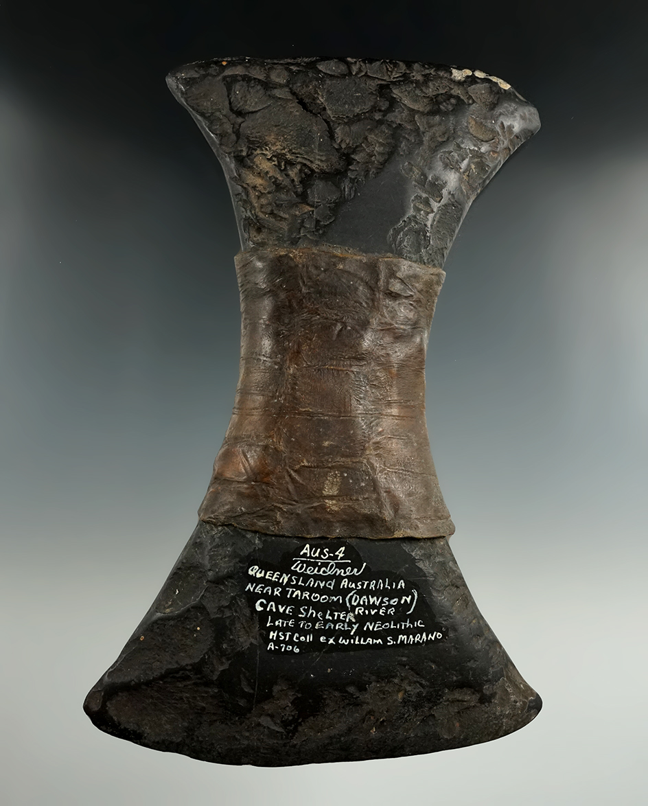 Double bit Australian hand Axe found in a cave shelter near Taroom, Queensland.