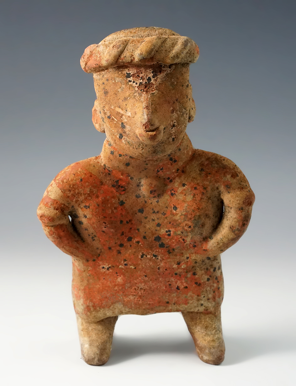 7 1/2" Tall Pottery figure circa A.D. 900 found at a site north of Mexico City. Ex. J. W. Manus
