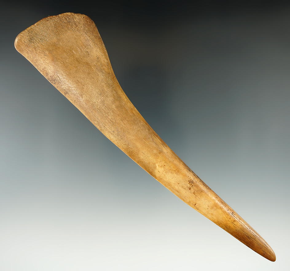 7 13/16" Moche 1 bone tool from the Northwest coast of Peru, one is a human effigy.