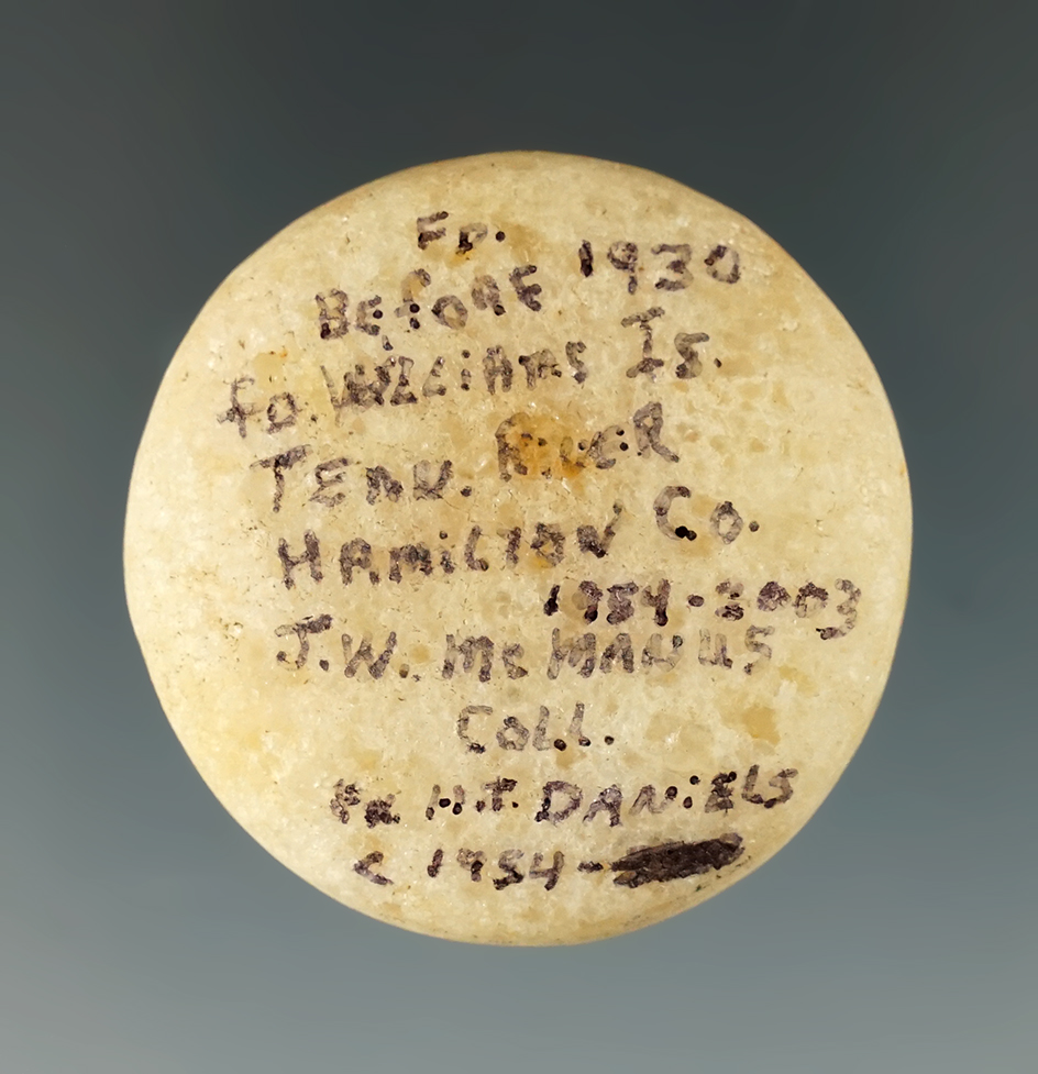 1 1/2" Miniature Quartz Discoidal. Found  near Williams Island, Tennessee River, Hamilton Co.