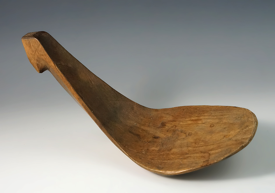 9 1/4" Long Cree 19th Century Wooden Ladle from New York. Ex. Rich Johnson.