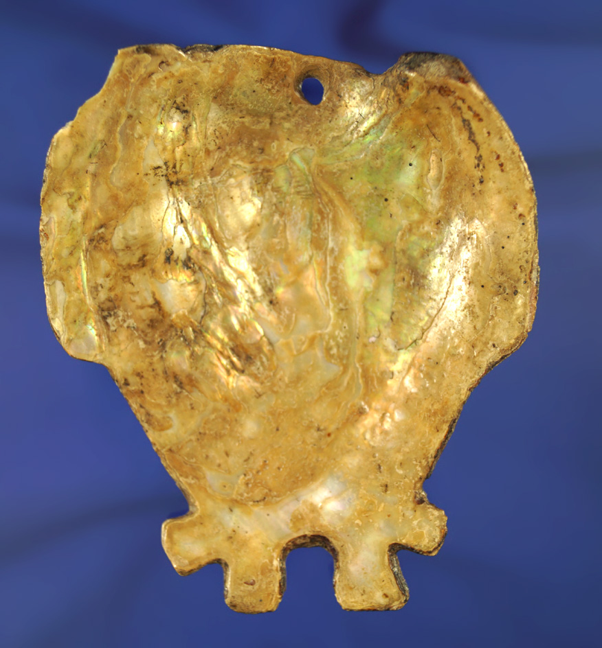 Rare! 4 1/16" beautifully patinated Banjo Pendant that is drilled for suspension - Columbia River. -