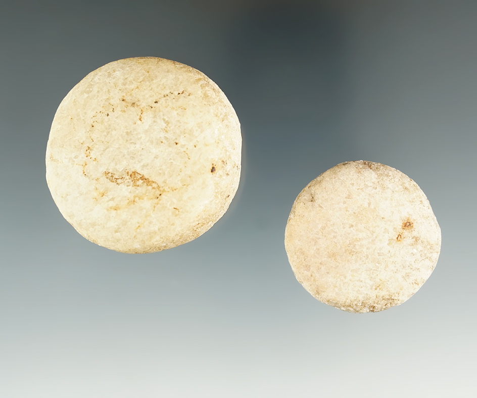 Pair of miniature quartz Discoidals found in Alabama.