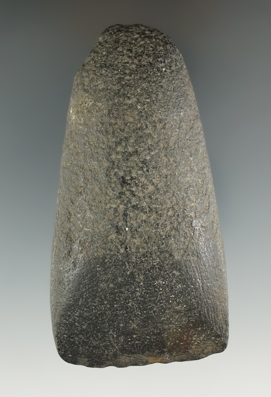 3 3/4" nicely styled Hardstone Celt. Found in Lenawee Co., Michigan, near Horseshoe Lake.