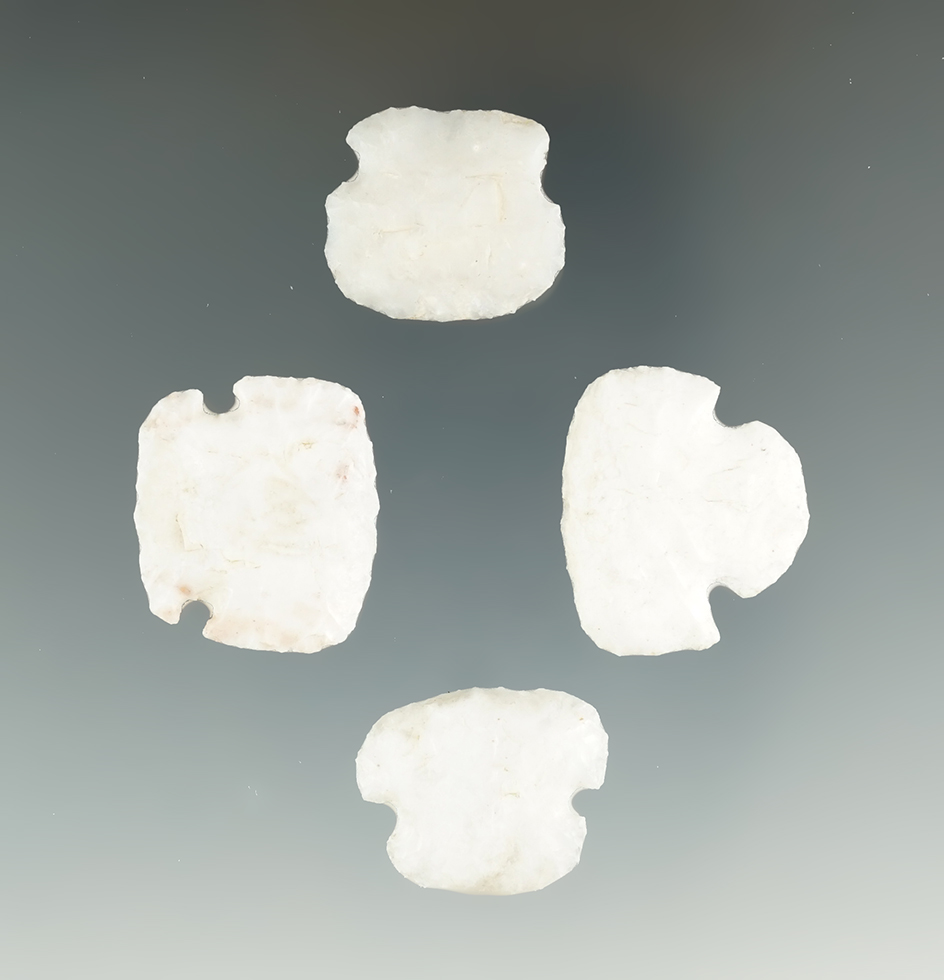 Set of four well-made scrapers found in New Mexico. Largest is 1" wide.