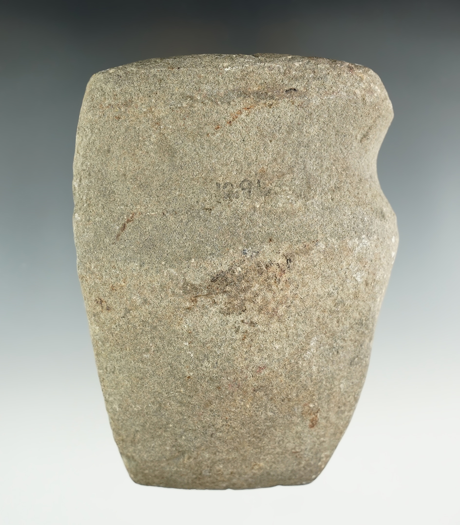 4 5/16" Archaic Axe with a unique double groove found in Columbia City, Indiana.