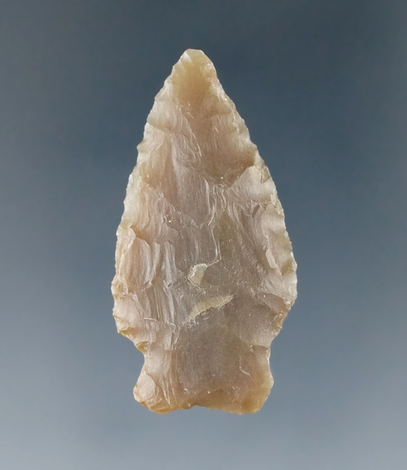 1 9/16" stemmed point made from nice material found in the Dakotas.