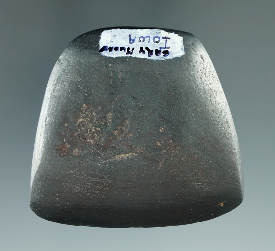 Nice! 2 1/8" Wide black Hematite Celt that is highly polished. Iowa. Ex. Mumaw, Magnani.