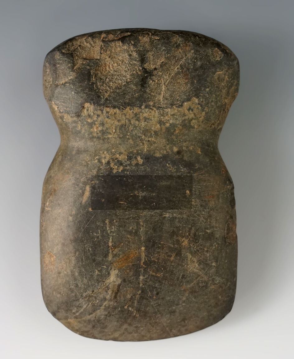 4 1/4" Full Grooved Axe made from Slate found in Missouri.