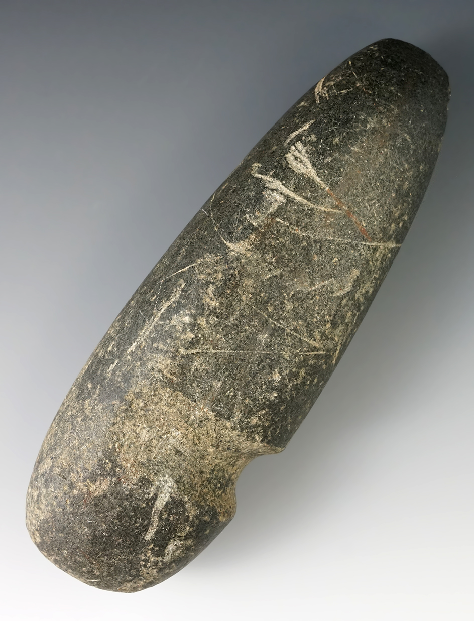 Large! 9 1/2" 3/4 Grooved Gyrate Axe found in Arizona.