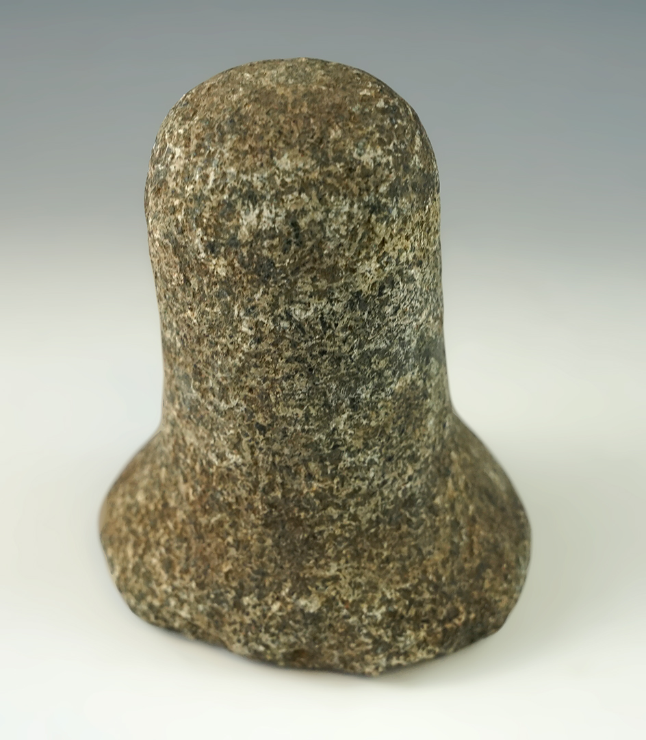 4 1/4" Tall nicely styled Bell Pestle found in Ohio with a nutting divot on bottom.