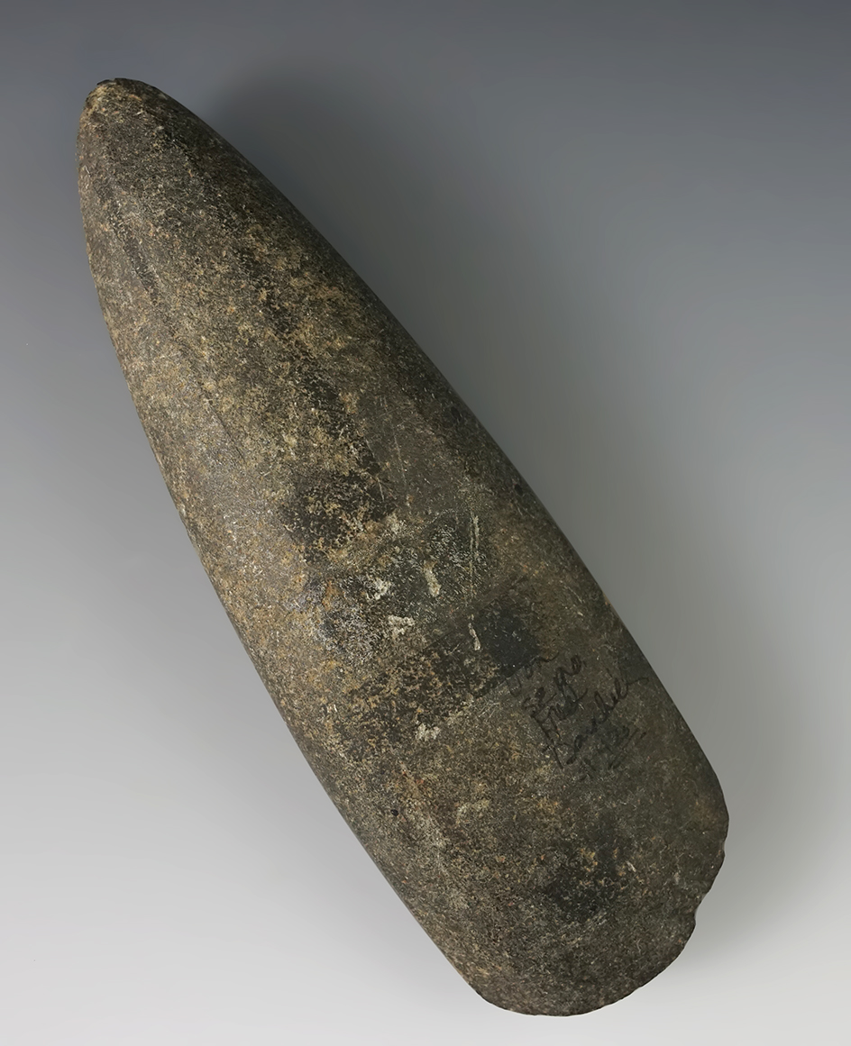 7 5/8" Tapered Poll Celt found by Fred Barnhill on the Little River, southeast Missouri.