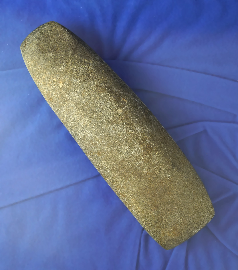 Rare style! 7 7/16" double bit Hardstone Celt with good use polish at both ends - Michigan.