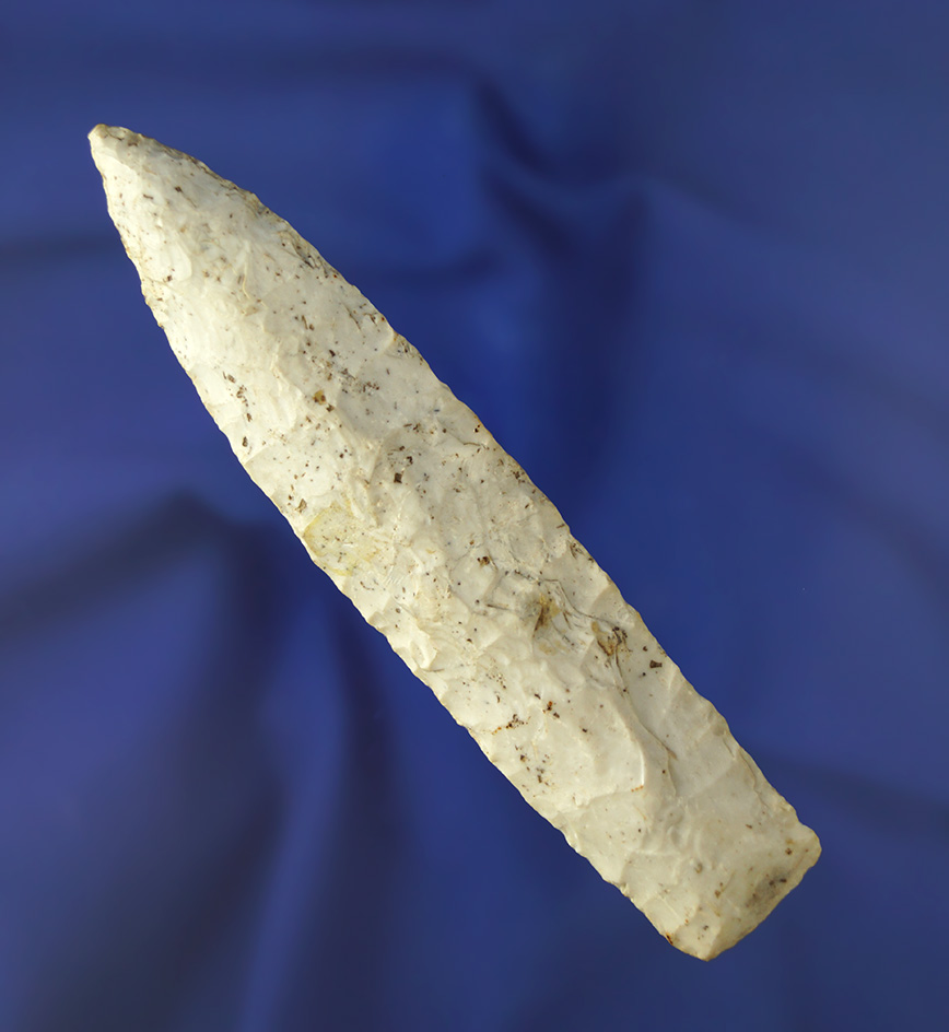 4 13/16" well flaked and nicely styled Sedalia found in Adams Co.,  Illinois. Ex. Dr. John F. Neil.