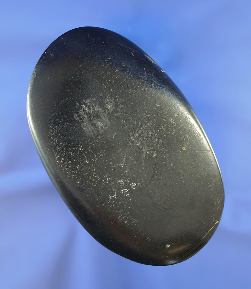 4" x 2 7/16" Cannel Coal Celt found in Ohio. Ex. Von Hilliard, #560. Comes with a Dickey COA.
