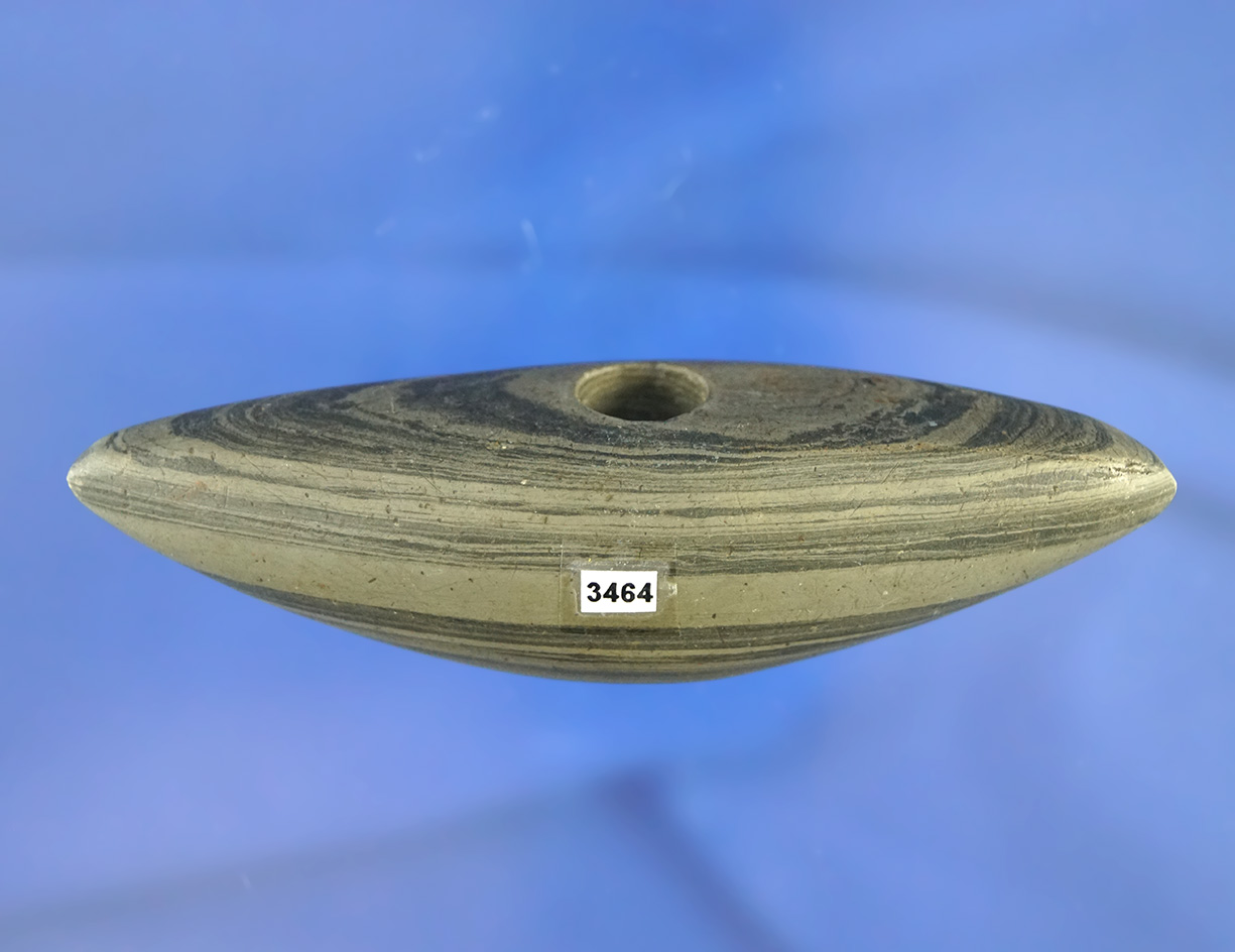 Pick Bannerstone made from beautifully banded slate found in Clark Co.,  Ohio.