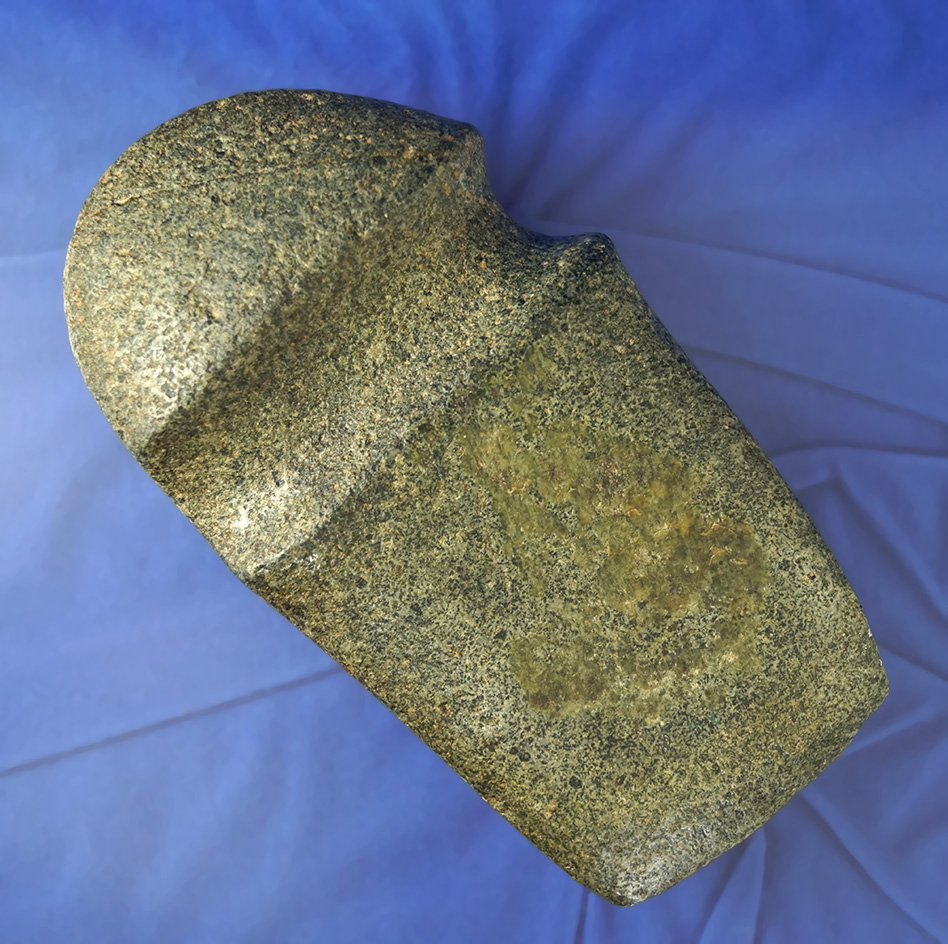 Nice polish on this 7 1/8" Long 3/4 Grooved Axe found in Summit Co., Ohio. Bennett COA.