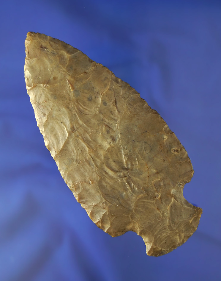 Large 5 3/8" Highly patinated Hopewell found in Huntington Co., Indiana. Ex. Root Collection.