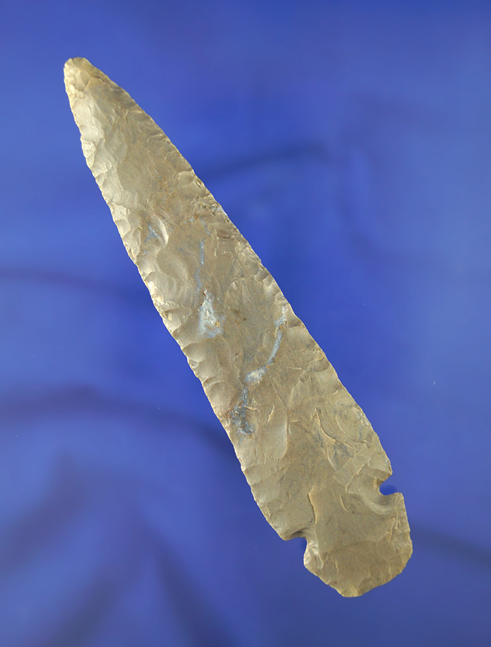 5 7/16" Hornstone Turkeytail found in Indiana. Comes with Dickey and Davis COA's.