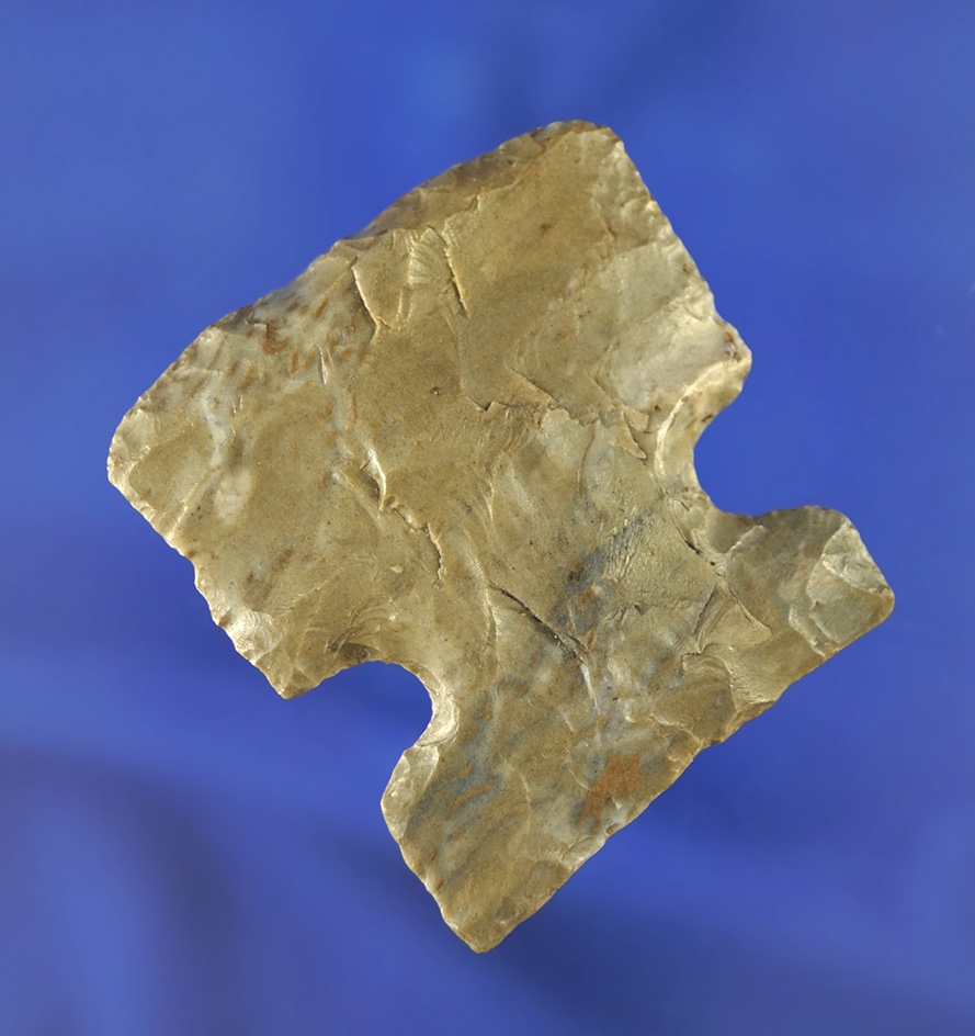 1 13/16" large Sidenotch Hafted Scraper made from Fort Payne chert found in Wayne Co.,  KY.