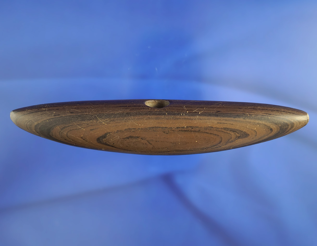 6" Pick Bannerstone made from beautifully banded brown slate found in Crawford Co.,  Ohio.