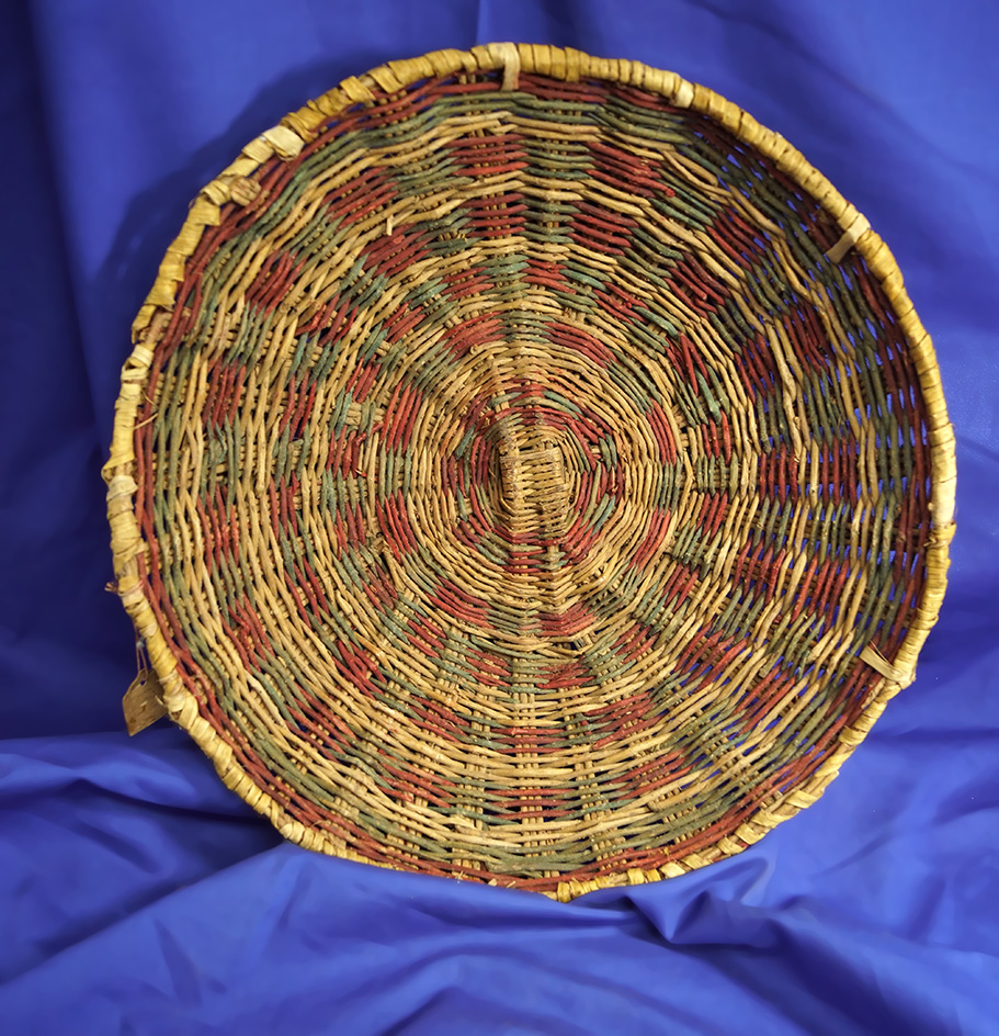 12" diameter old Zuni woven basket collected near the Zuni River, New Mexico.