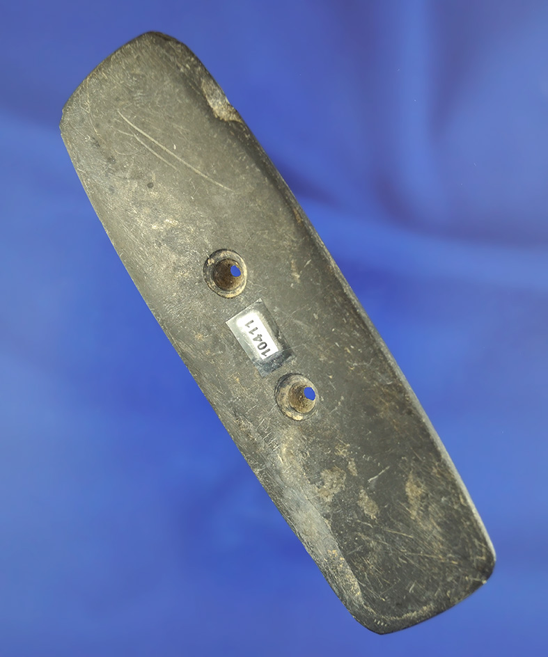 4 3/4" Rectangular slate Gorget that is heavily patinated found in Randolph Co.,  Indiana.