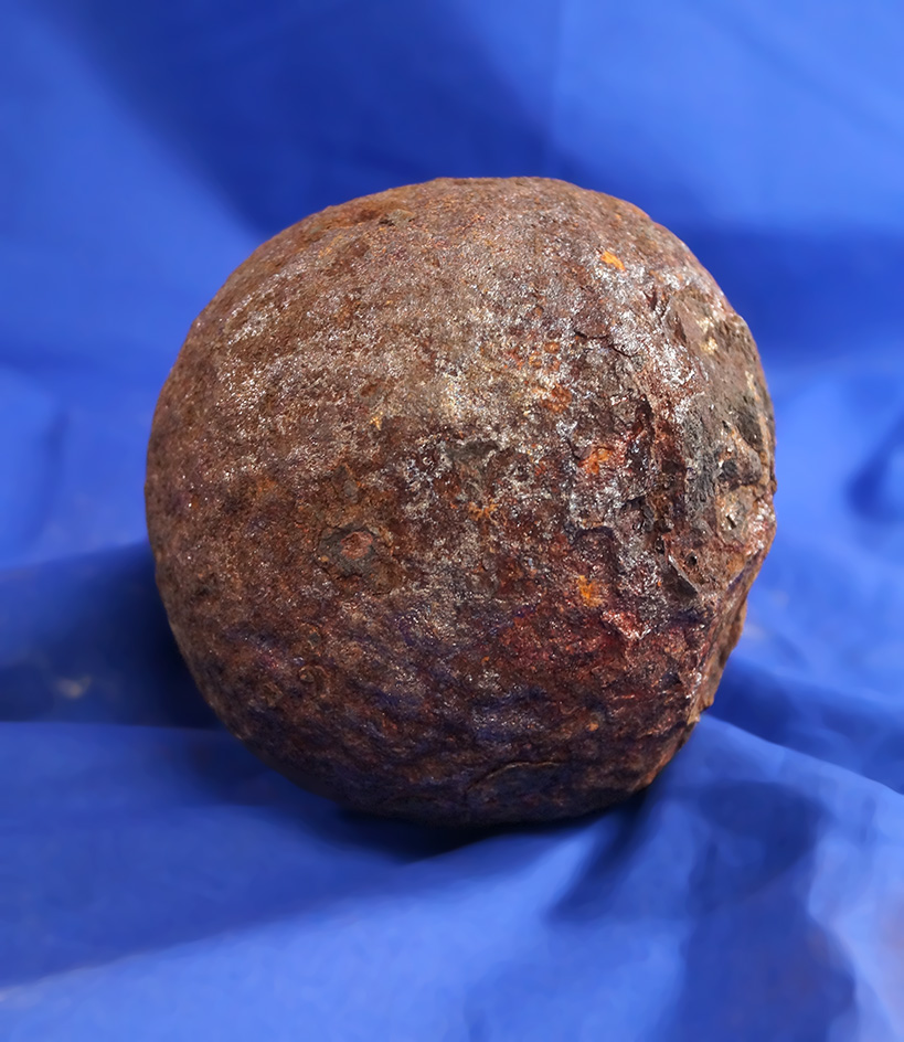 Original 3 1/2" iron cannonball that weighs 8 pounds from an estate located in Big Pine Key, FL.