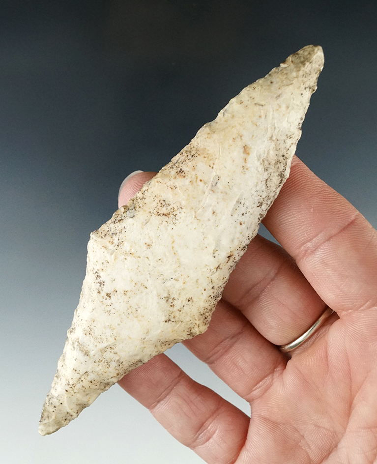 4 5/8" Harahey knife found in Kansas. Nice mineral deposits on surface.