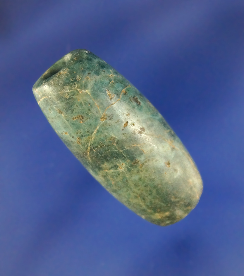 Beautifully polished 1 3/8" pre-Columbian jade bead found in Central America.