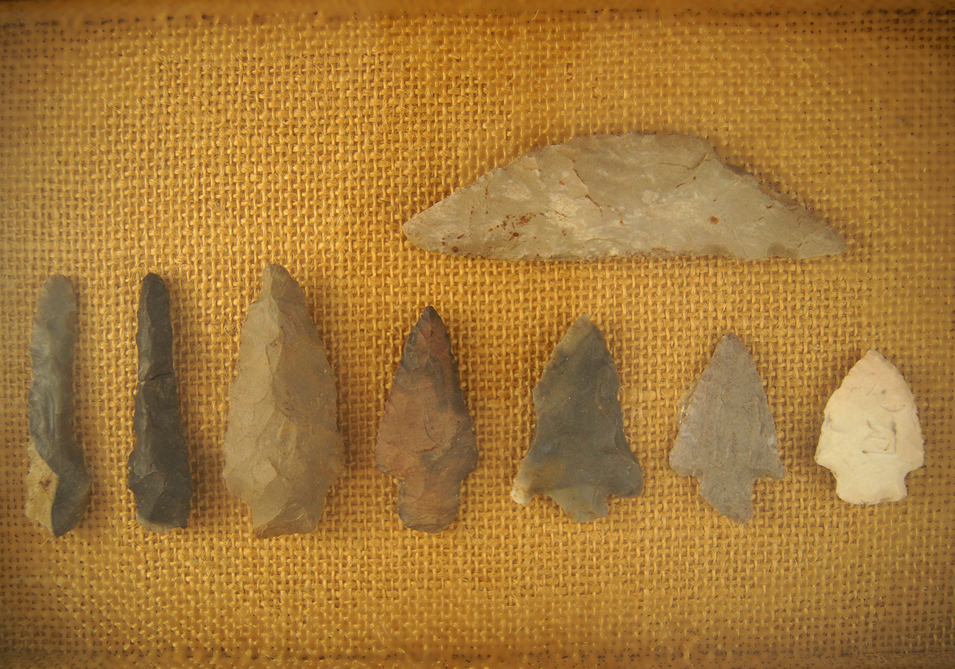 Set of assorted Flint Arrowheads, Knives and drills found in Walker Co., Alabama near Saragossa.
