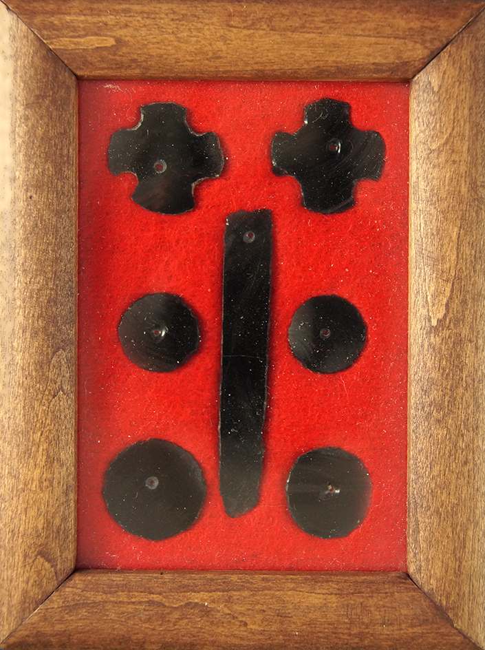 Set of seven pre-Columbian Obsidian beads found in New Mexico. Largest is 1 7/8".